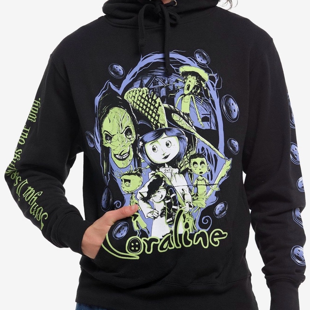 Hot Topic Black Coraline Graphic Hoodie
